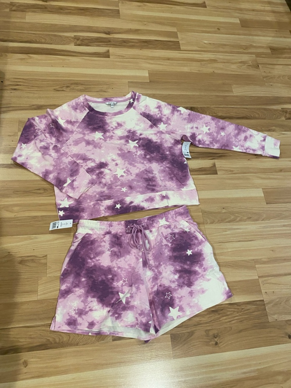 Wildfox NWT Purple Tie-Dye Star Lounge short Set.